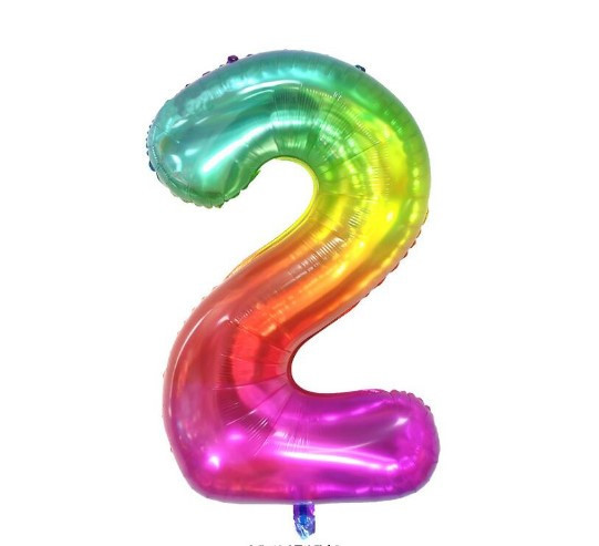 Шарик цифра 2 фольгированная 40 дюймов разноцветный Киев - изображение 1