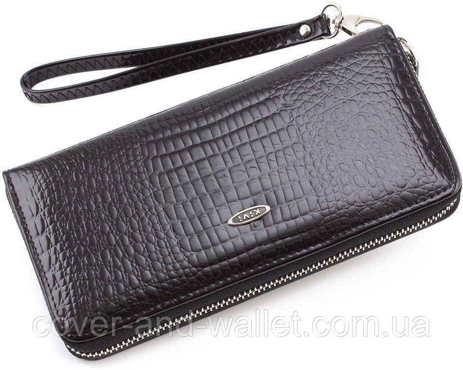 Елегантний жіночий гаманець на блискавці чорного кольору Київ - фото 1