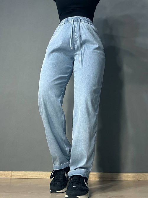 Джинси жіночі Immet 8602 MOM тенсель тонкі талія на резинці блакитні, блакитний, З2, 32, 85 см, 114 см Київ - фото 1