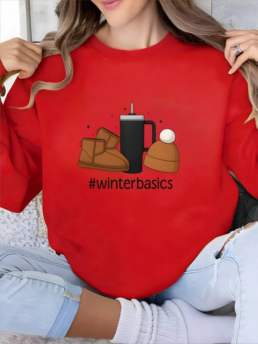 Жіноча затишна оверсайз кофта з новорічним принтом із двостороннього флісу Червоний, 48/50 Одеса - фото 1