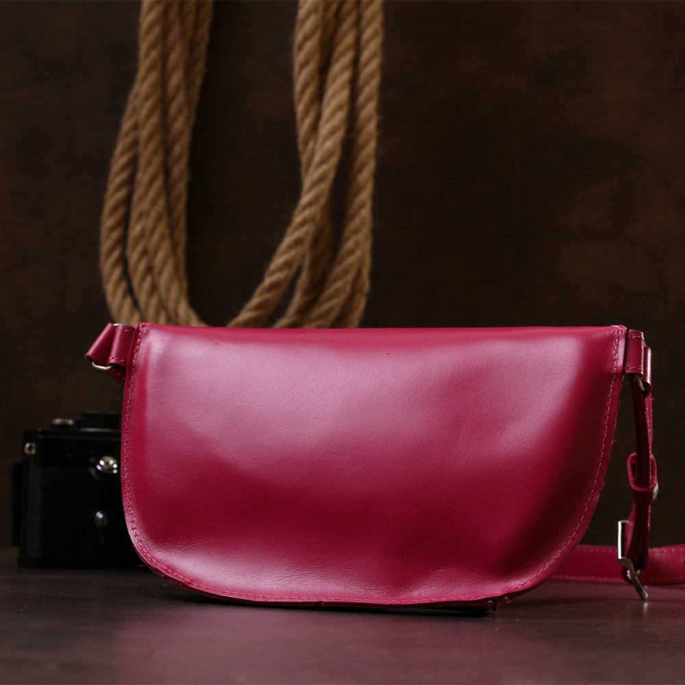 Модная женская бананка из натуральной кожи Shvigel 16392 Малиновый Киев - изображение 10