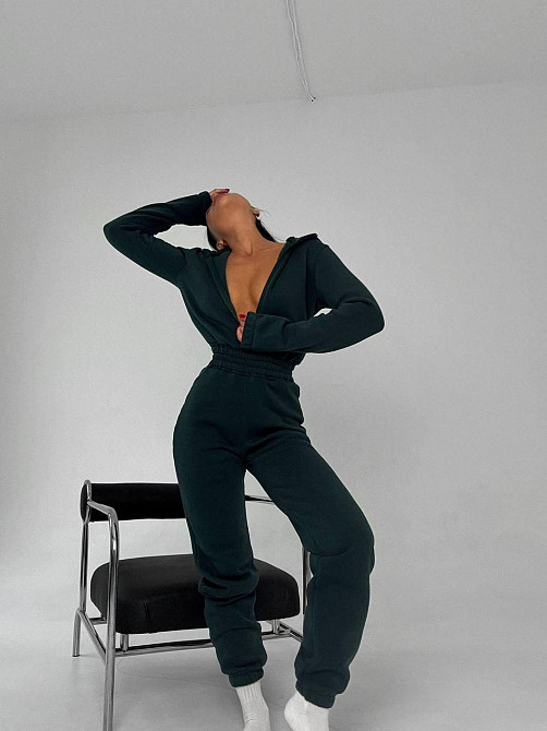 Стильный женский теплый комбинезон из качественной тринитки на флисе. пляшка, 46/48 Одесса - изображение 1