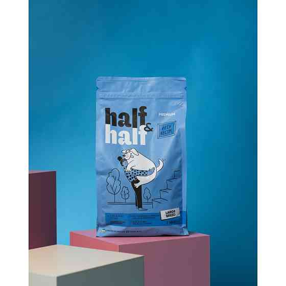 Сухой корм Half&Half для взрослых собак больших пород, с говядиной, 2 кг Винница