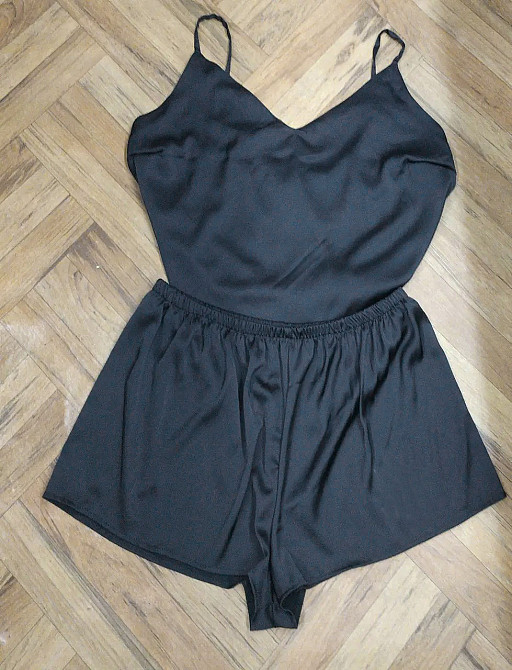 Піжама жіноча шовкова майка з шортами Чорний 42 Харків - фото 8