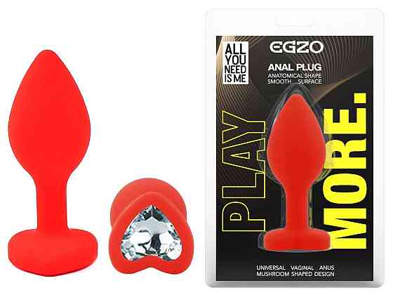 Силіконова анальна пробка EGZO - Silicone Red Heart Plug Clear, size S Sex Aura Київ