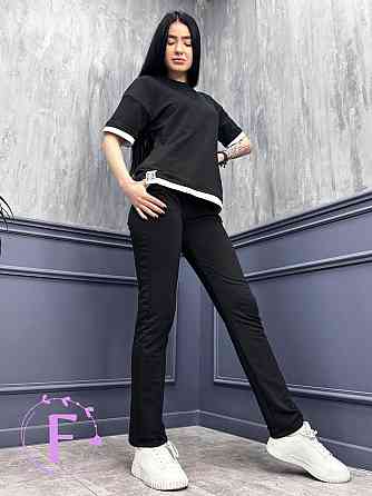 Летний трикотажный костюм-двойка Summer батал 54-56, Черный Киев