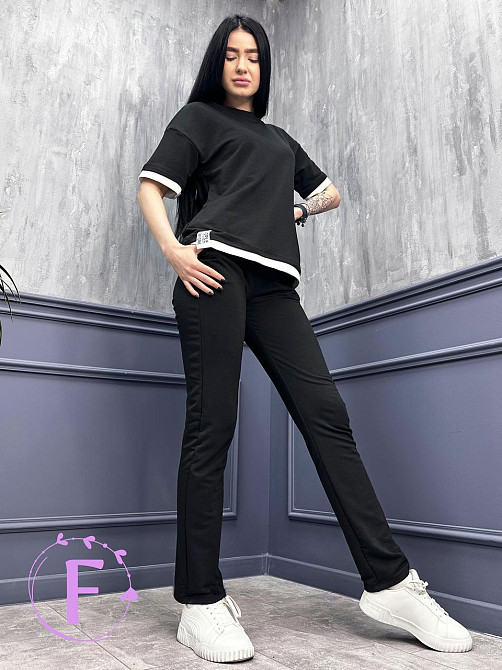 Летний трикотажный костюм-двойка Summer батал 54-56, Черный Киев - изображение 3