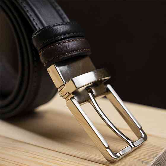 Ремень брючный двусторонний мужской Grande Pelle 11155 Коричневый и Черный Киев