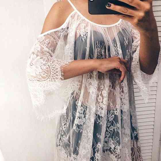 Пляжная прозрачная туника белый L Киев