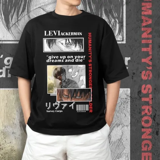 Футболка чоловіча з  принтом Атака Титанов Леви Акерман 5 Розмір 48 Дніпро