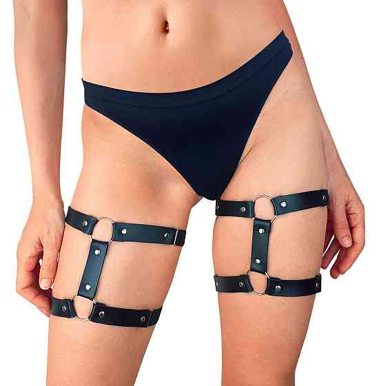 Гартери на ногу із натуральної шкіри Art of Sex - Kristina Leg Garters (2 шт), цвет Чорний Sex Aura Київ