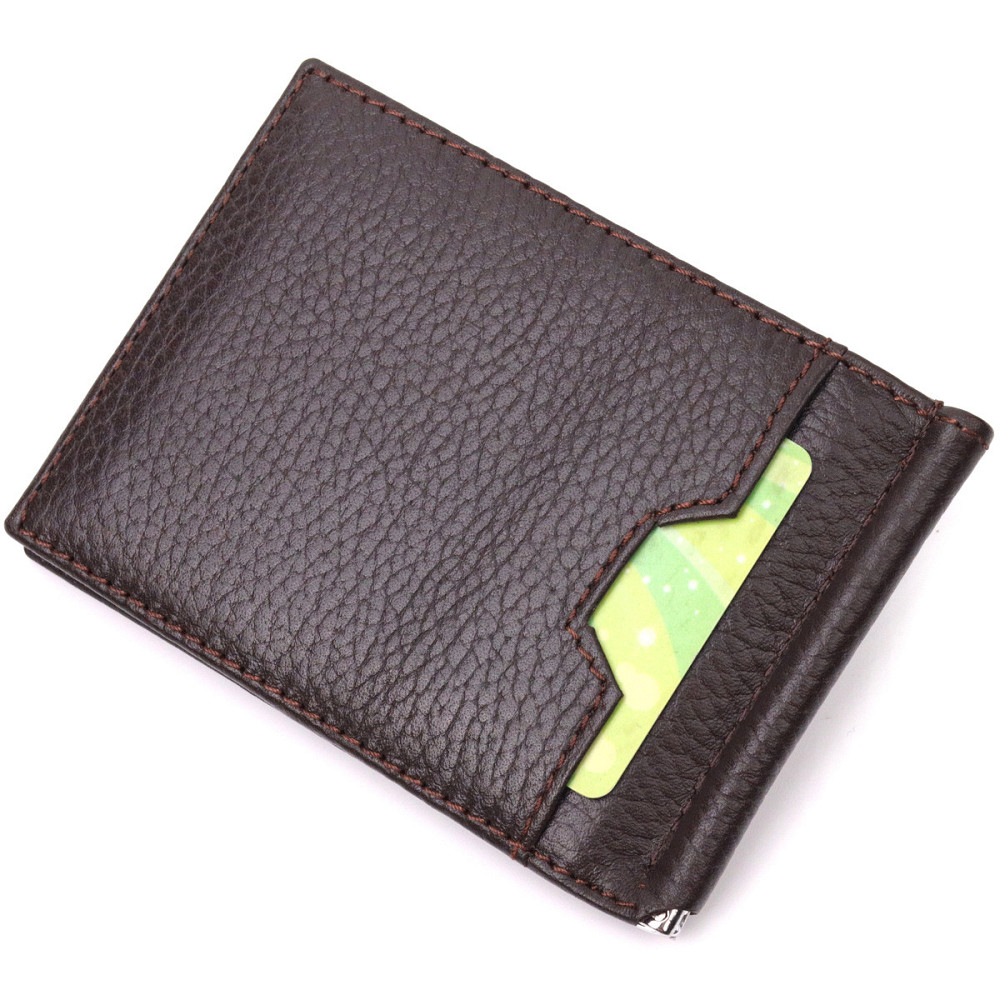 Отличный зажим для денег из натуральной кожи KARYA 21353 Коричневый Киев - изображение 6