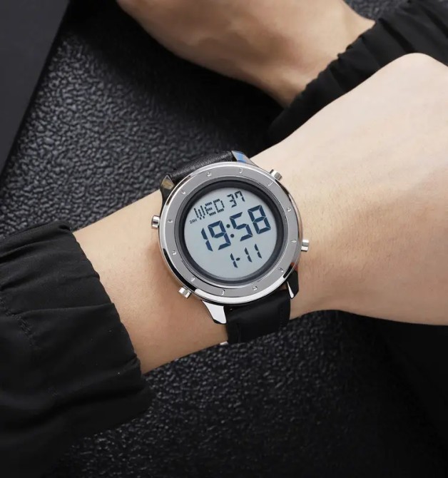 Мужские наручные электронные часы Skmei 1864 (Серебристые с белым циферблатом) Винница - изображение 7