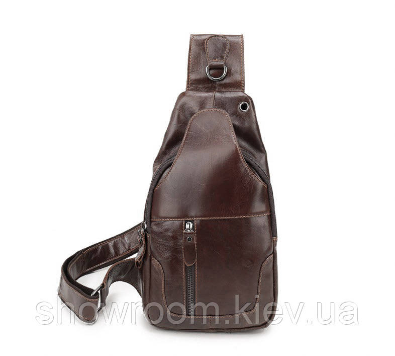 Мужская сумка на грудь (слинг) Leather Collection (371) brown Киев - изображение 5