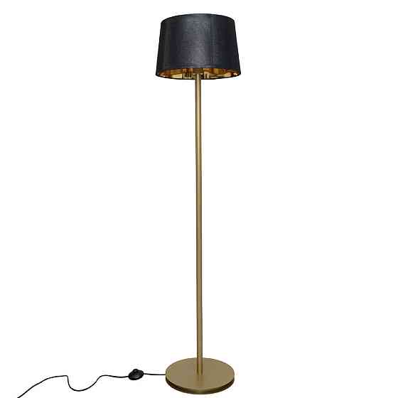 Торшер MSK Electric з чорним плафоном із тканини під лампу Е27 із золотою основою NL 3621 GD+BK Одеса
