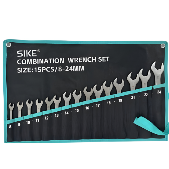 Набір рожково-накидних комбінованих ключів 15 шт, 8-24 мм, гайкові для ремонту, автомайстерень, гаража і будинку з чохлом Кам'янець-Подільський