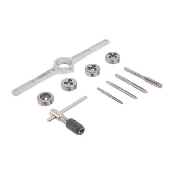 Набор плашек и метчиков, 10 ед., M4, M5, M6, M8 INTERTOOL SD-8025 Киев