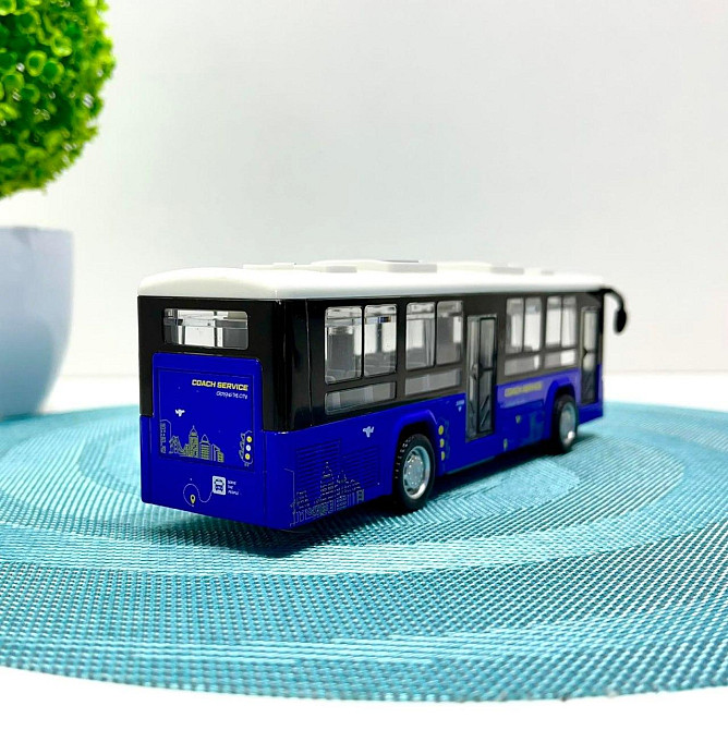 Автобус металевий з інерцією підсвічуванням та звуком відчиняються двері Синій (CLM-0771AC) Чернігів - фото 4