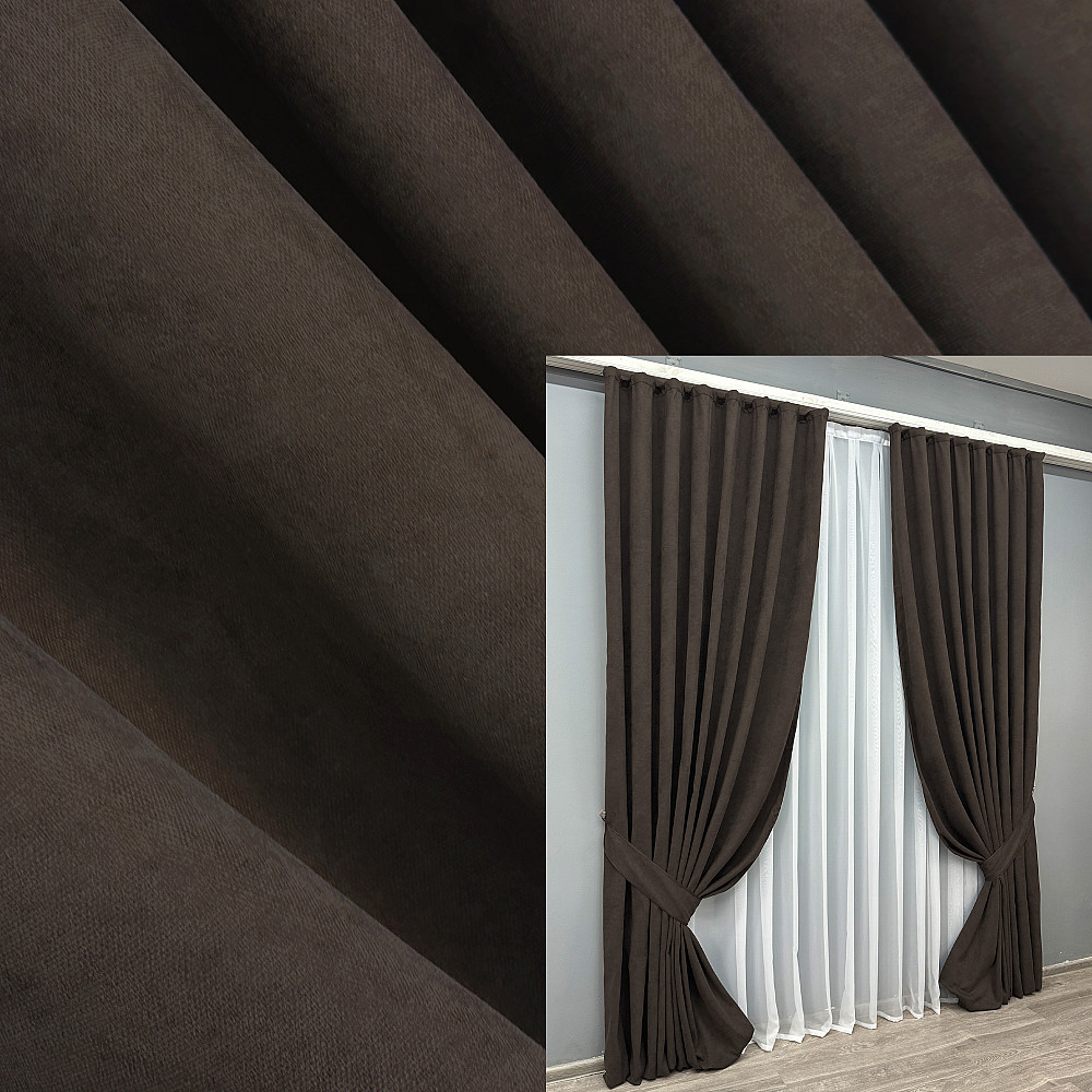 Шторная ткань микровелюр Petek цвет венге 1829ш Киев - изображение 7