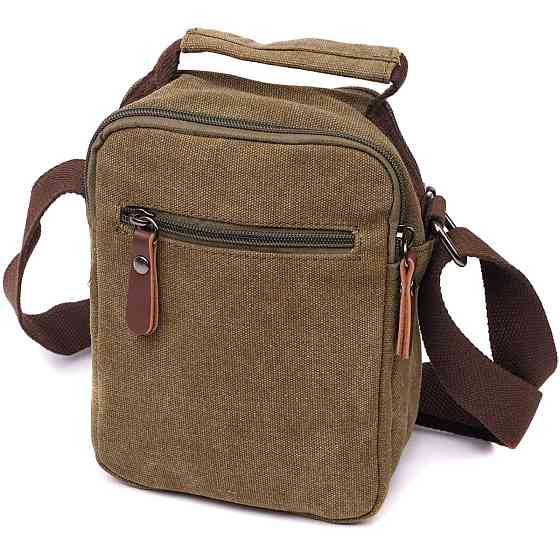 Цікава невелика чоловіча сумка із щільного текстилю Оливковий (Vintage) Київ