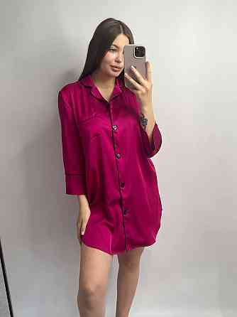 Жіноча нічна сорочка подовжена шовкова Малиновий M Харків