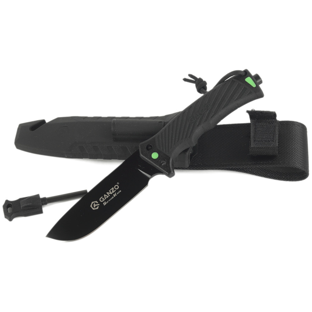 Нож Ganzo G8012V2-BK черный (G8012V2-BK) с паракордом Киев - изображение 1