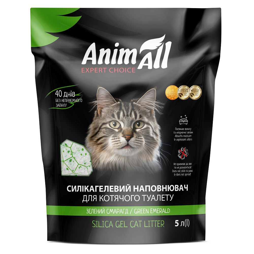 Силикагелевый наполнитель AnimAll Кристаллы изумруда, для кошек, 5 л (2.1 кг) Киев - изображение 1