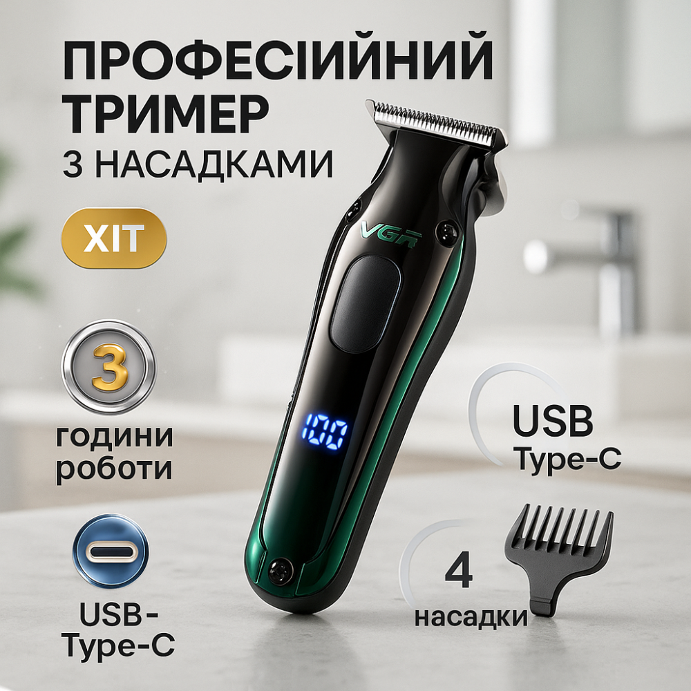 Беспроводной триммер для стрижки волос VGR V-998, Окантовочная машинка для стрижки аккумуляторная LH-15 Львов - изображение 11