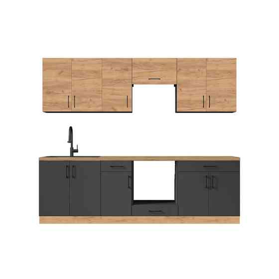 Кухня модульна Эверест Оптима набор №6 Дуб крафт золотой+Антрацит 2,6 м (без столешницы) (DTM-5716) Львов