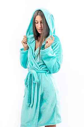 Теплый халат с ушками  для подростков, ментоловый Киев