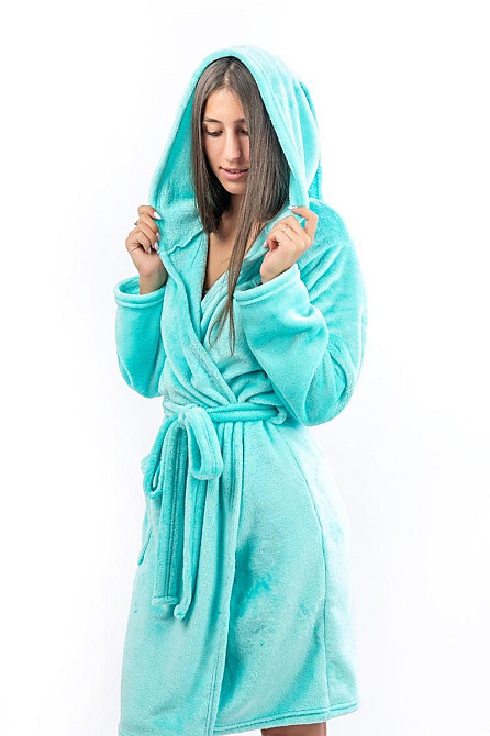 Теплый халат с ушками  для подростков, ментоловый Киев - изображение 6
