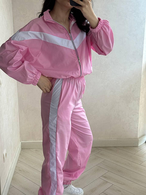 Женский плащевой костюм двойка: кофта и штаны в спортивном стиле плащевка эмми. Розовый, 46/48 Одесса - изображение 7
