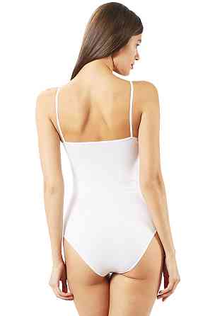 Женский Боди с тонкими бретелями глубокий вырез Ozkan 0603 XL, Белый Киев