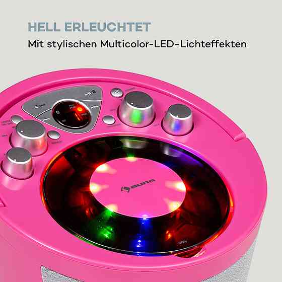Караоке-система SingSing BT 2 мікрофони CD-плеєр BT Світлодіодний світловий ефект Мобільний Рожевий (Німеччина, Рівне