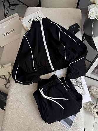 Женский стильный трендовый костюм двойка купра Черный, 44/46 Одесса