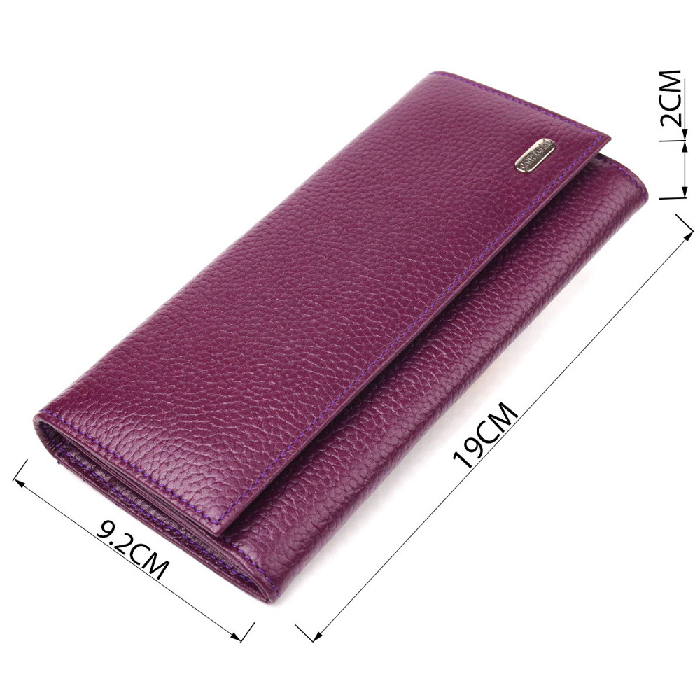 Женский вместительный кошелек из натуральной зернистой кожи Фиолетовый (CANPELLINI) Киев - изображение 7