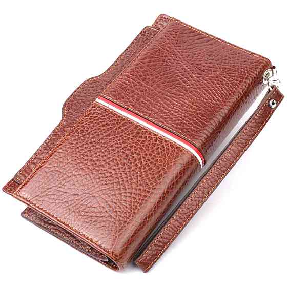 Оригинальный клатч из натуральной кожи KARYA 21180 Коричневый Киев