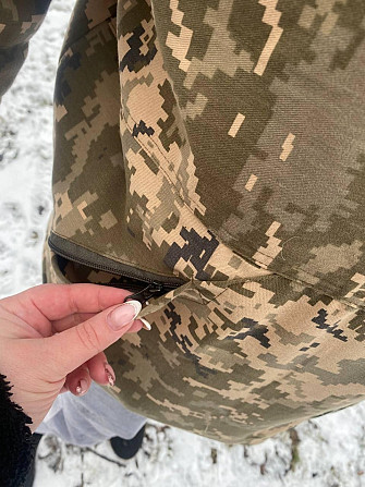 Зимовий військовий бушлат піксель ЗСУ на флісі тепла військова куртка зимова 52-54 Днепр - изображение 6