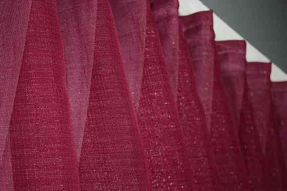 Кухонные шторки VR-Textil № 101к с подвязками розовый с бордовым 330х170 см (50-376) Киев