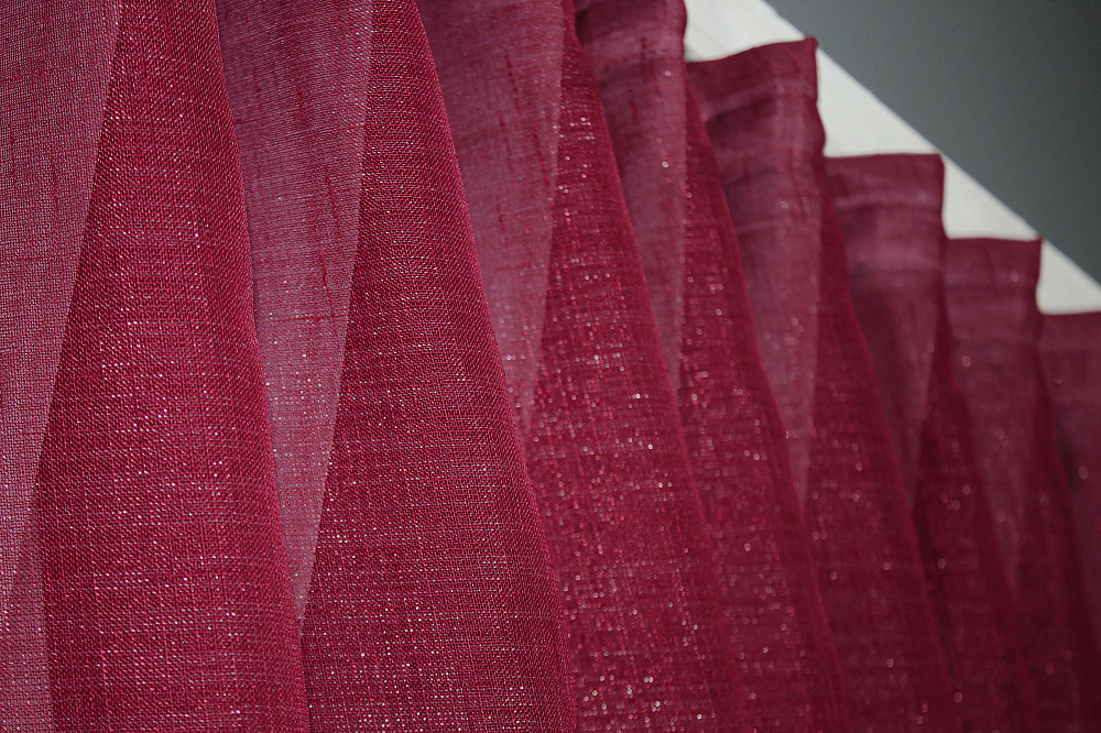 Кухонные шторки VR-Textil № 101к с подвязками розовый с бордовым 330х170 см (50-376) Киев - изображение 6