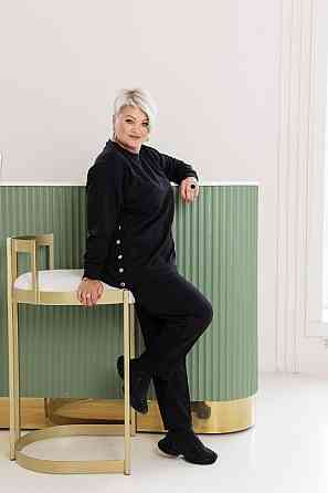 Жіночий стильний повсякденний костюм двонитка Чорний, 54/58 Одеса