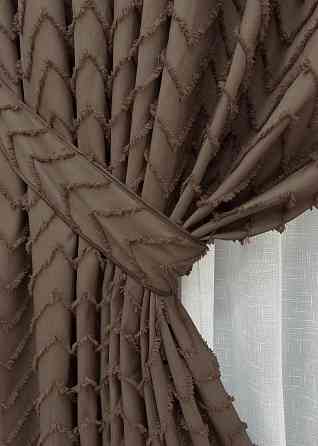Комплект штор VR-Textil Лен Букле № 1814ш Коричневый 150х295 см 2 шт (33-0790) Киев