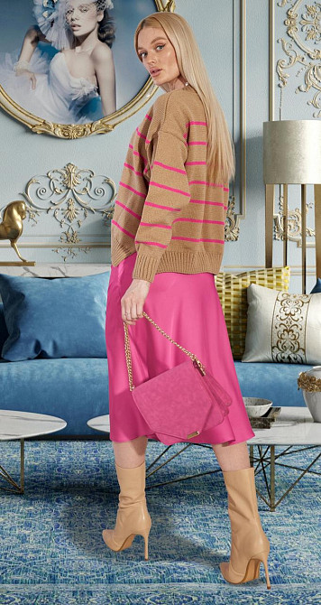 Светр у смужку бежевий (48-52) Київ - фото 5