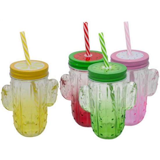Стакан-банка с трубочкой в форме Кактуса 450 мл Винница - изображение 2