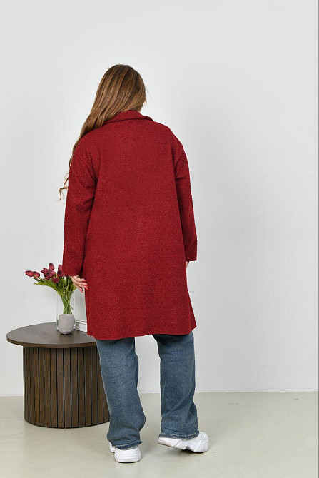 Жіноче стильне пальто з кишенями баранець на флісі Червоний, 50/52 Одеса - фото 2