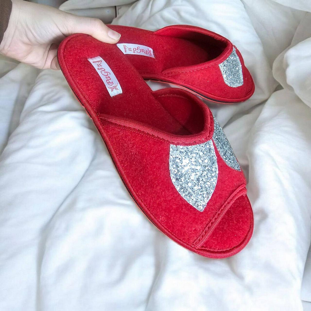 Капці жіночі домашні PaGo повсть щільний 38р червоні з блискучими вушками Одеса - фото 7
