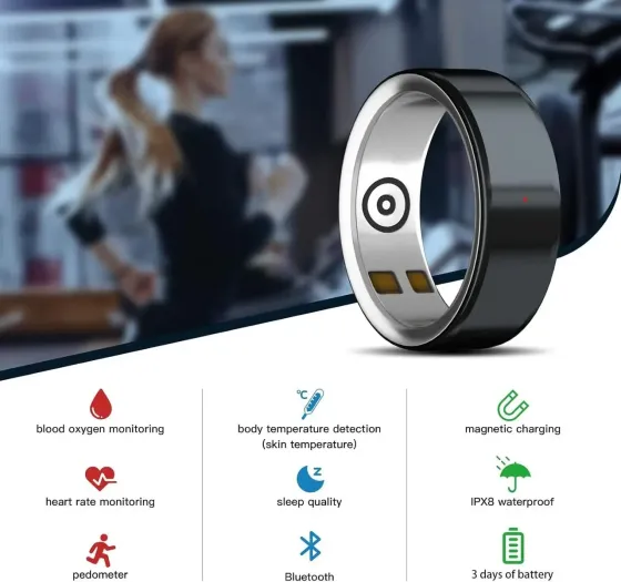 Смарт-кольцо смарт-каблочка Smart Ring Fitiger SR-H Размер 19 с датчиками температуры кислорода и сердцебиения Днепр