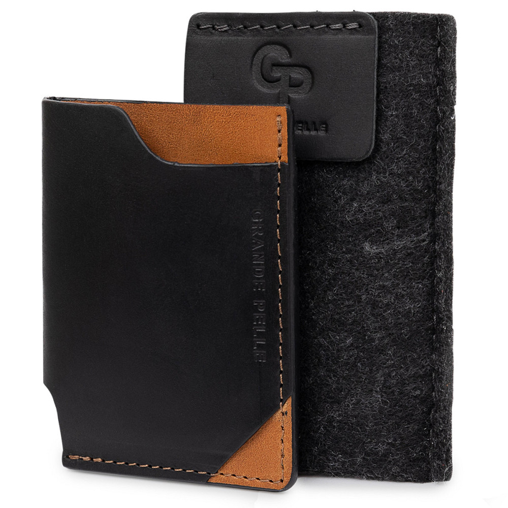 Кожаный оригинальный картхолдер GRANDE PELLE 11398 Черный Киев - изображение 5