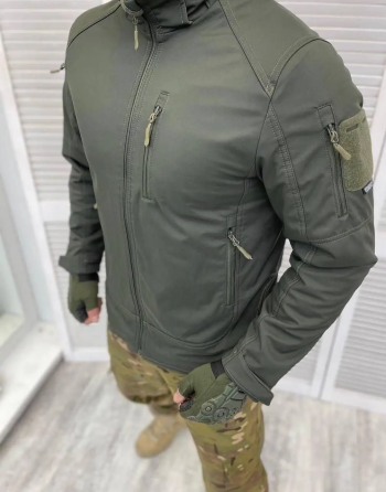 Армейская тактическая куртка Combat (ткань soft-shell) на флисе Оливковый M Винница
