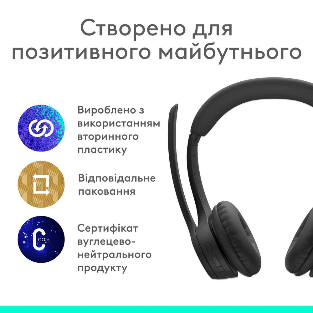 Bluetooth-гарнітура Logitech Zone 300 Wireless Black (981-001407) Чорний Харьков - изображение 7